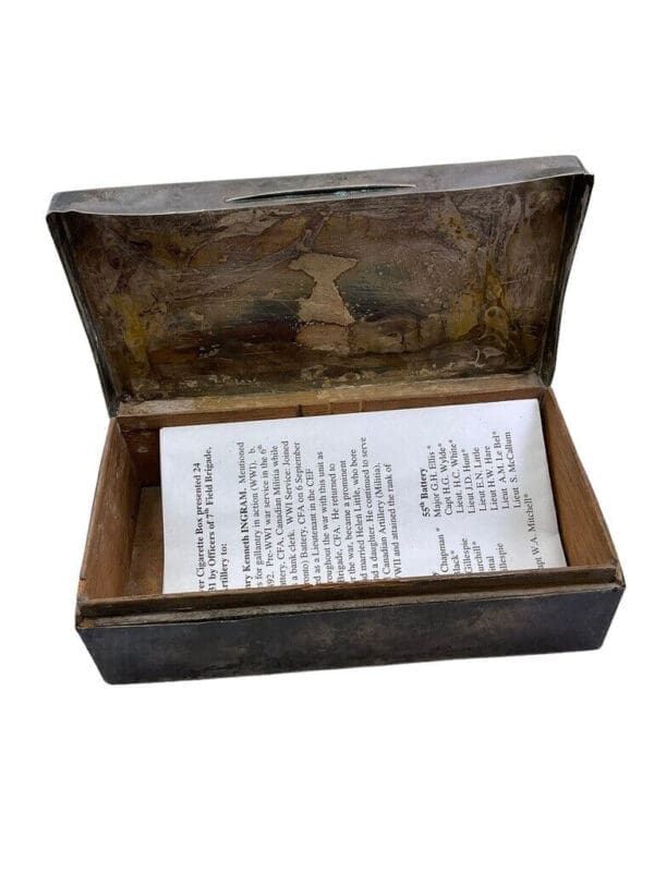 Canadian Sterling Silver Hallmark Cigarette Box Presented 7th Field Brigade CFA