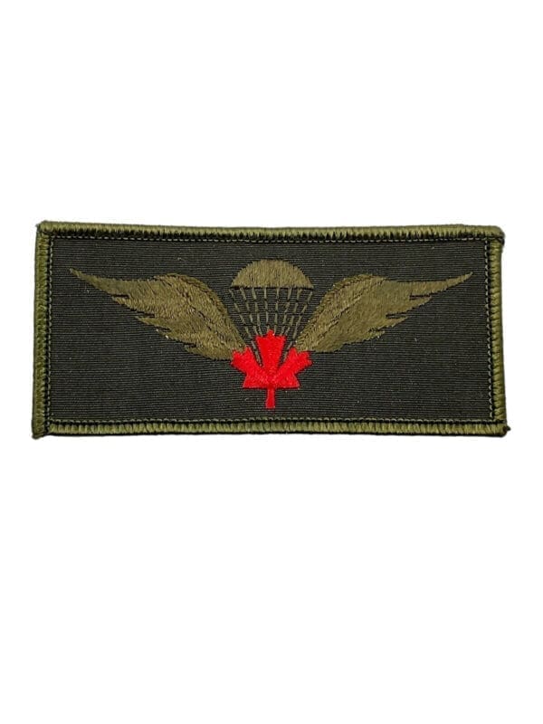 Canadian Forces Airborne Jump Qualification Wing Red Leaf OD Green Patch 2